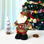 Plush Reindeer Decoration Tabletop Checkered Hat & Scarf