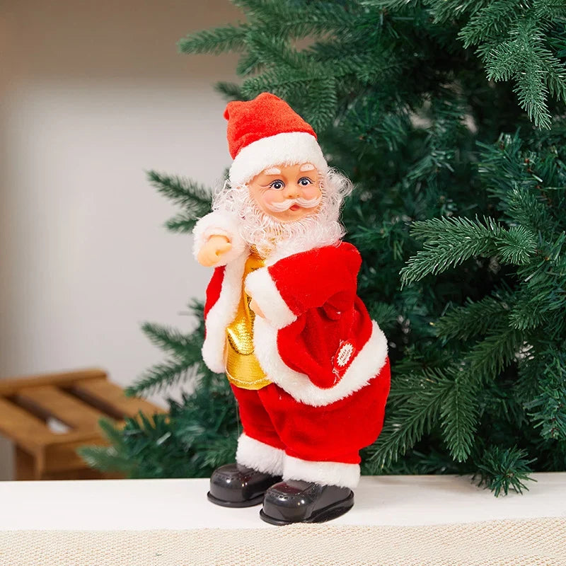 Plush Santa Figure Soft & Durable Fabric Battery-Free Bells