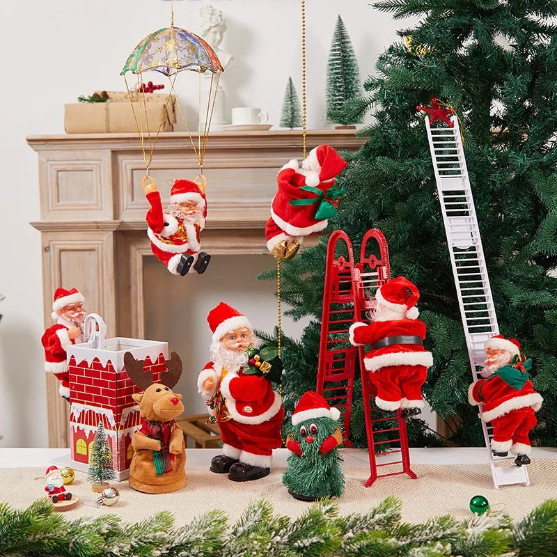 Plush Santa Figure Soft & Durable Fabric Battery-Free Bells