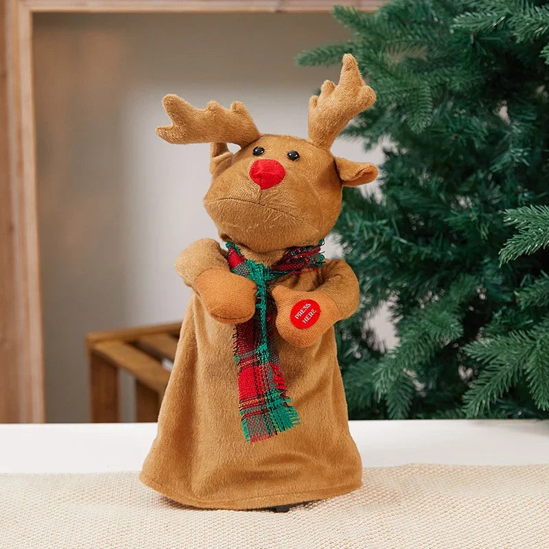 Plush Santa Figure Soft & Durable Fabric Battery-Free Bells