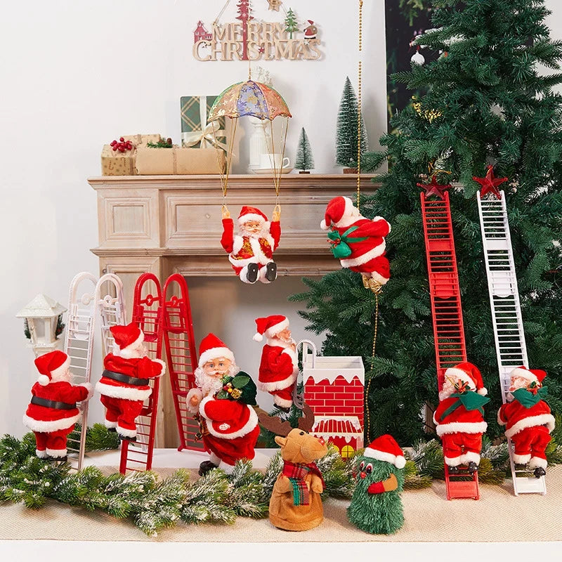 Plush Santa Figure Soft & Durable Fabric Battery-Free Bells