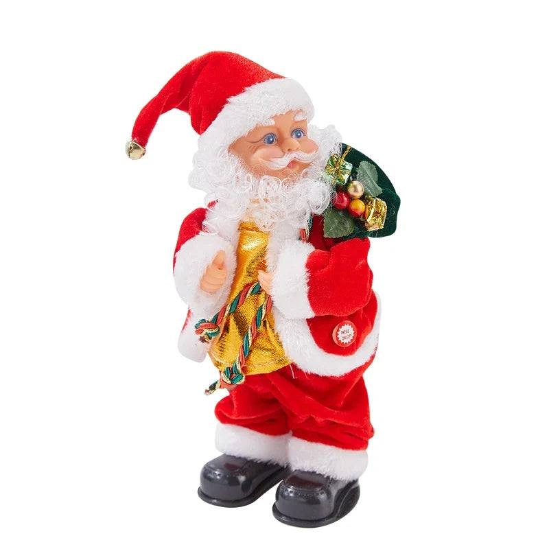 Plush Santa Figure Soft & Durable Fabric Battery-Free Bells