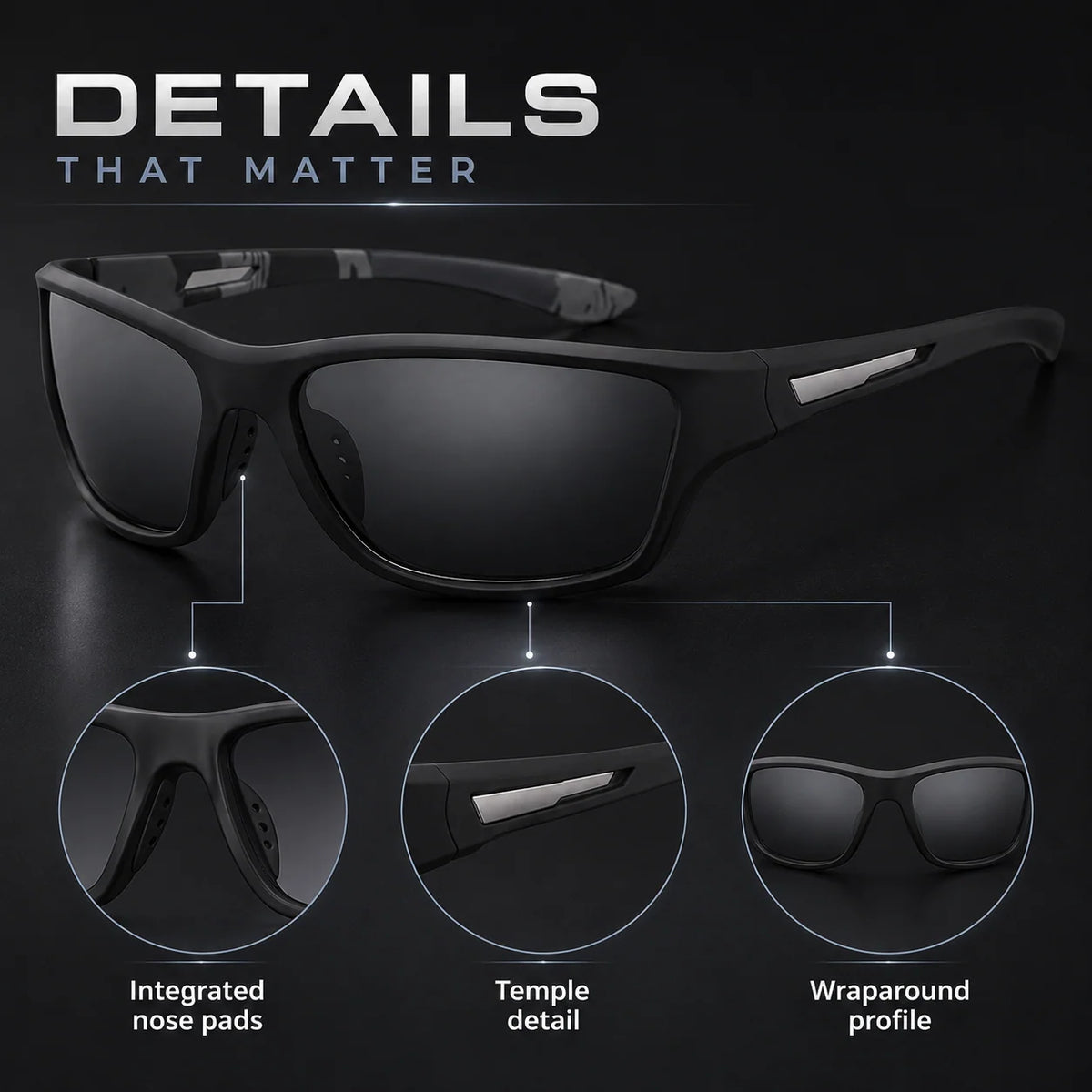 Polarized Sports Sunglasses Ultralight Wraparound UV400