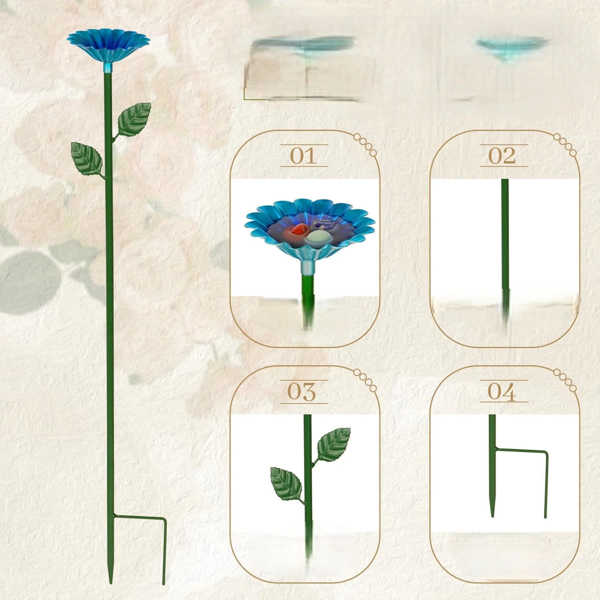 Pollinator Water Station Flower-Shaped Cups & Weather-Resistant Metal