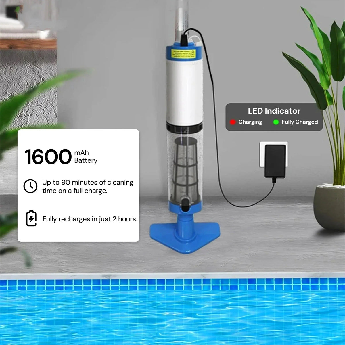 Pool Cleaner Cordless & Rechargeable Interchangeable Heads