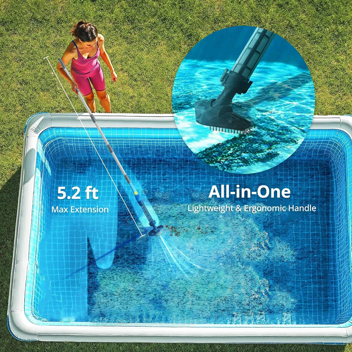Pool Cleaner Cordless & Rechargeable Interchangeable Heads