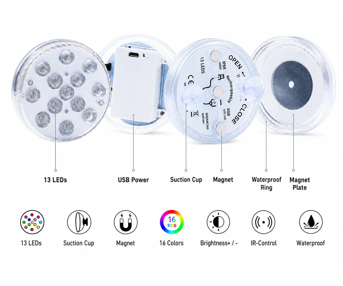 Pool Light Magnetic Rechargeable RGB Waterproof