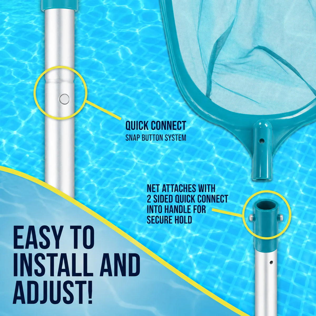 Pool Skimmer Net Fine Mesh Sectional Pole