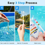 Pool Test Strips 3-In-1 Chlorine pH Alkalinity