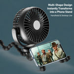 Portable Fan Flexible Tripod Legs USB-C Rechargeable Quiet Operation