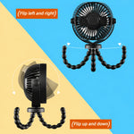 Portable Fan Flexible Tripod Legs USB-C Rechargeable Quiet Operation