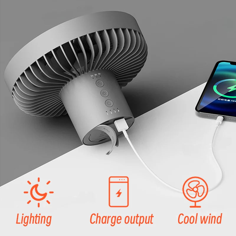 Portable Fan Rechargeable Power Bank Foldable Tripod