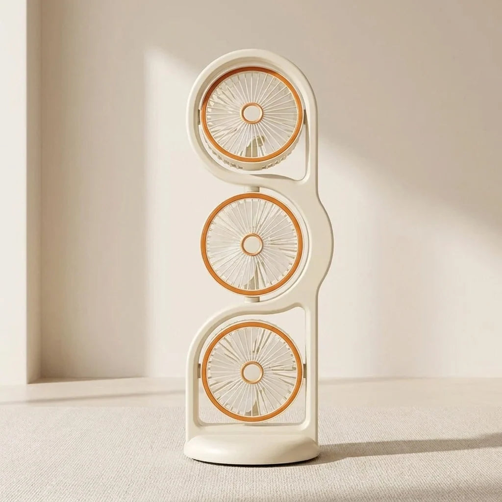 Portable Fan Three-Head USB-Rechargeable Five-Speed