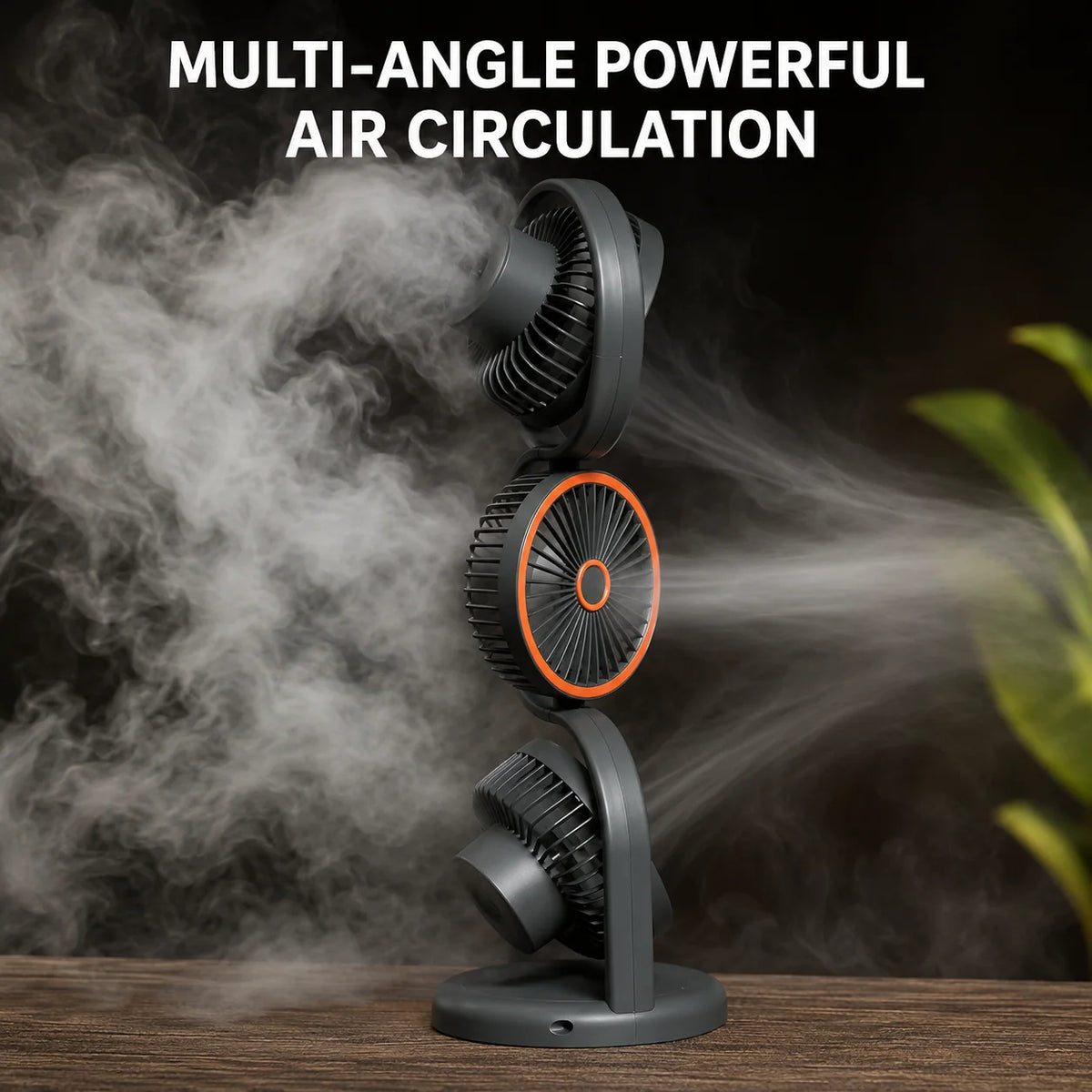 Portable Fan Three-Head USB-Rechargeable Five-Speed