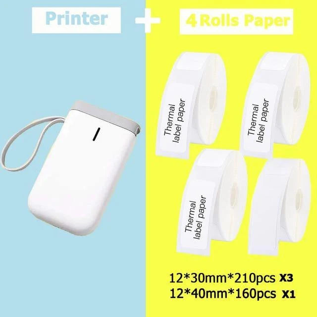 Portable Label Printer Bluetooth Thermal Ink-Free Rechargeable