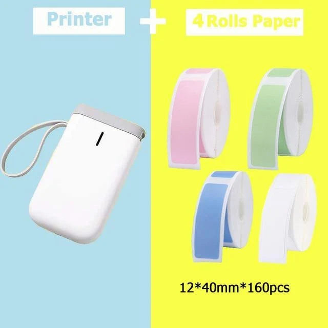 Portable Label Printer Bluetooth Thermal Ink-Free Rechargeable