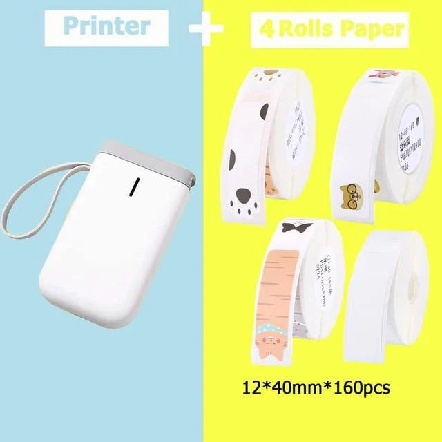 Portable Label Printer Bluetooth Thermal Ink-Free Rechargeable