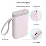 Portable Label Printer Bluetooth Thermal Ink-Free Rechargeable