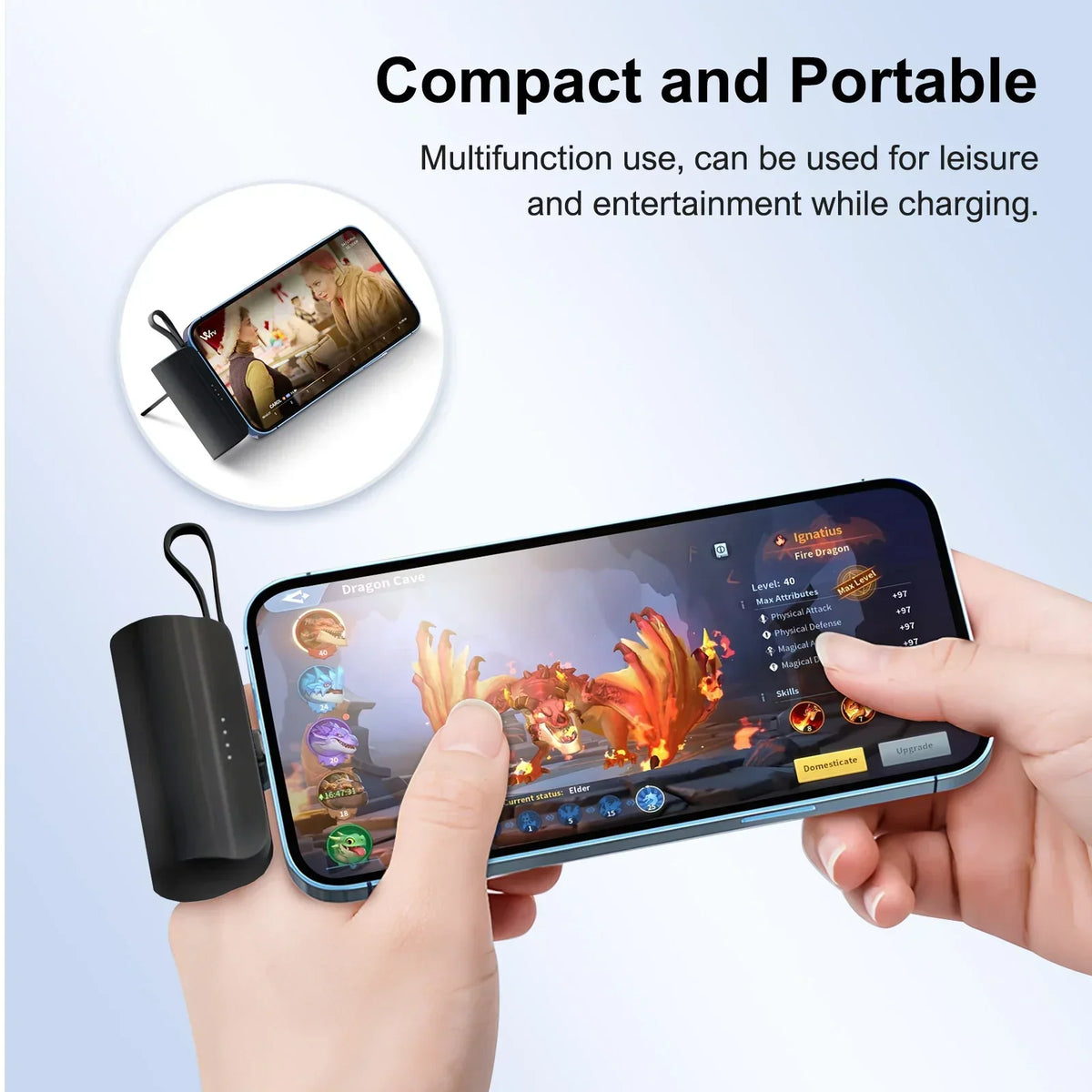Portable Power Bank 4500mAh Built-In Phone Stand