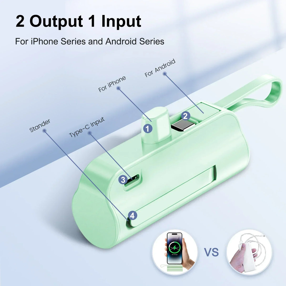 Portable Power Bank 4500mAh Built-In Phone Stand