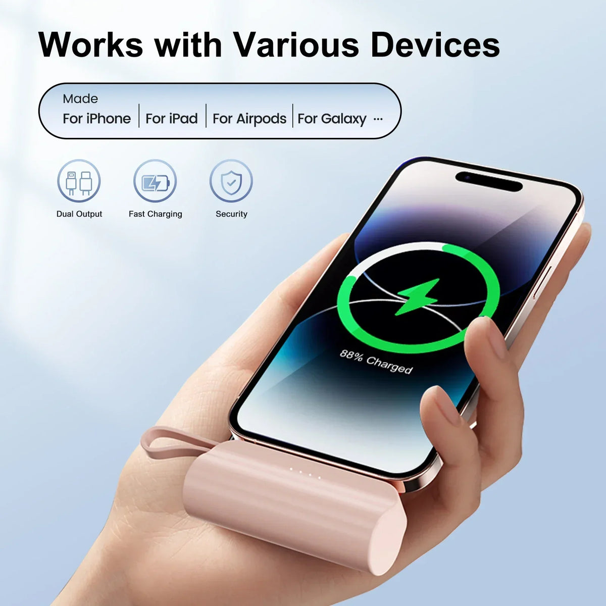 Portable Power Bank 4500mAh Built-In Phone Stand
