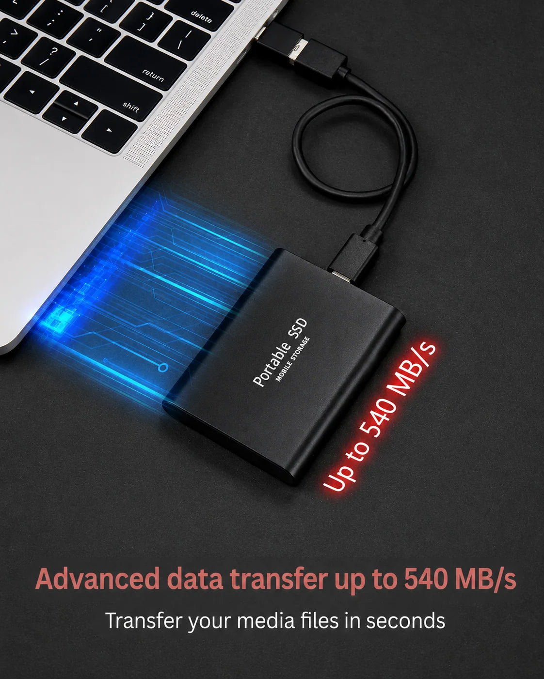 Portable SSD Drive 128TB High-Speed Shock-Resistant Aluminum Alloy