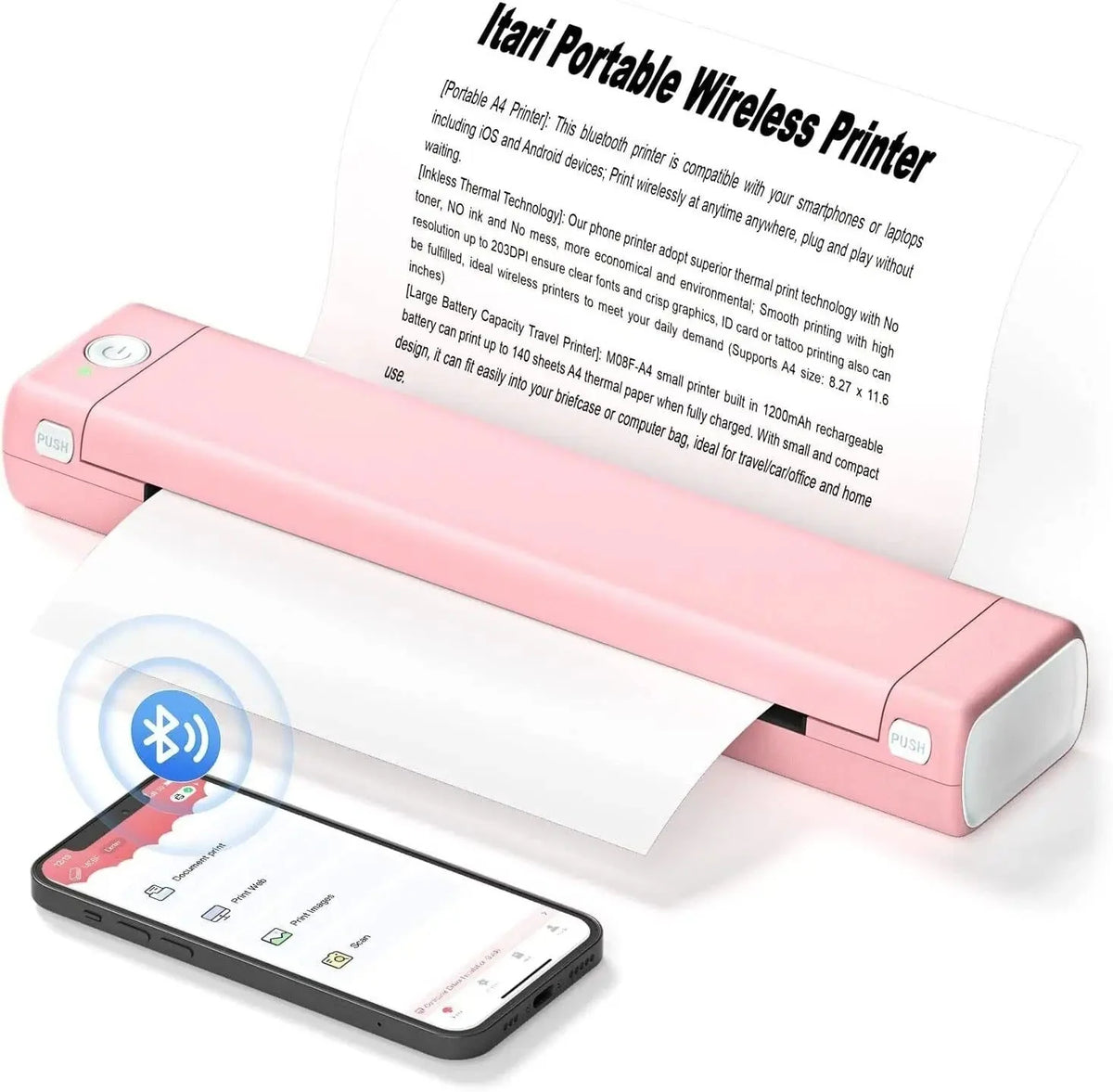 Portable Thermal Printer Inkless Wireless Letter-Size Printing