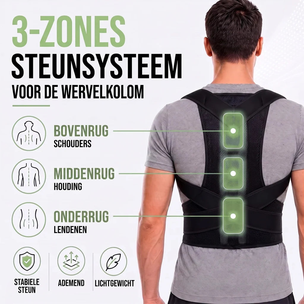 Posture Corrector Brace Adjustable Breathable Mesh 3-Zone Back Support