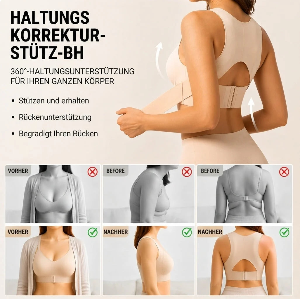 Posture Support Bra X-Back Front Closure Wide Straps