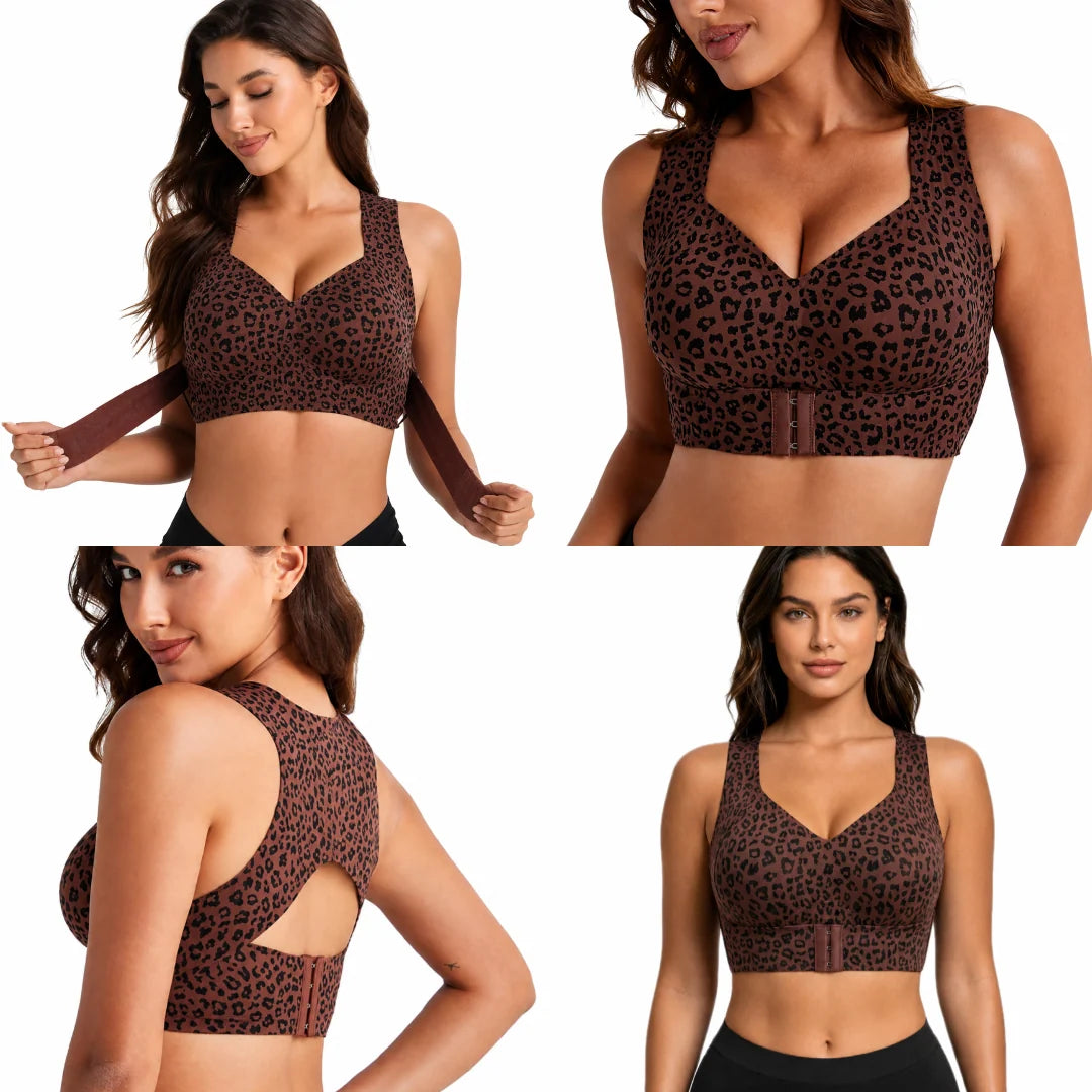 Posture Support Bra X-Back Front Closure Wide Straps