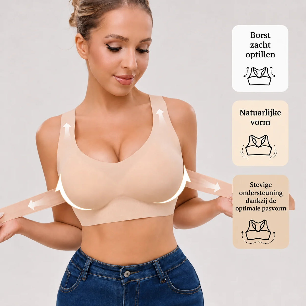 Posture Support Bra X-Back Wide Straps Front Closure