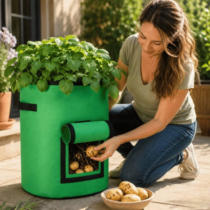 Potato Planting Bag Harvest Window Breathable Fleece