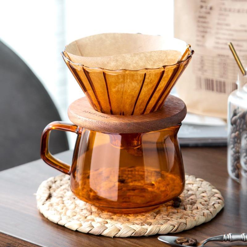 Pour-Over Coffee Maker Set Borosilicate Glass Spiral Filter