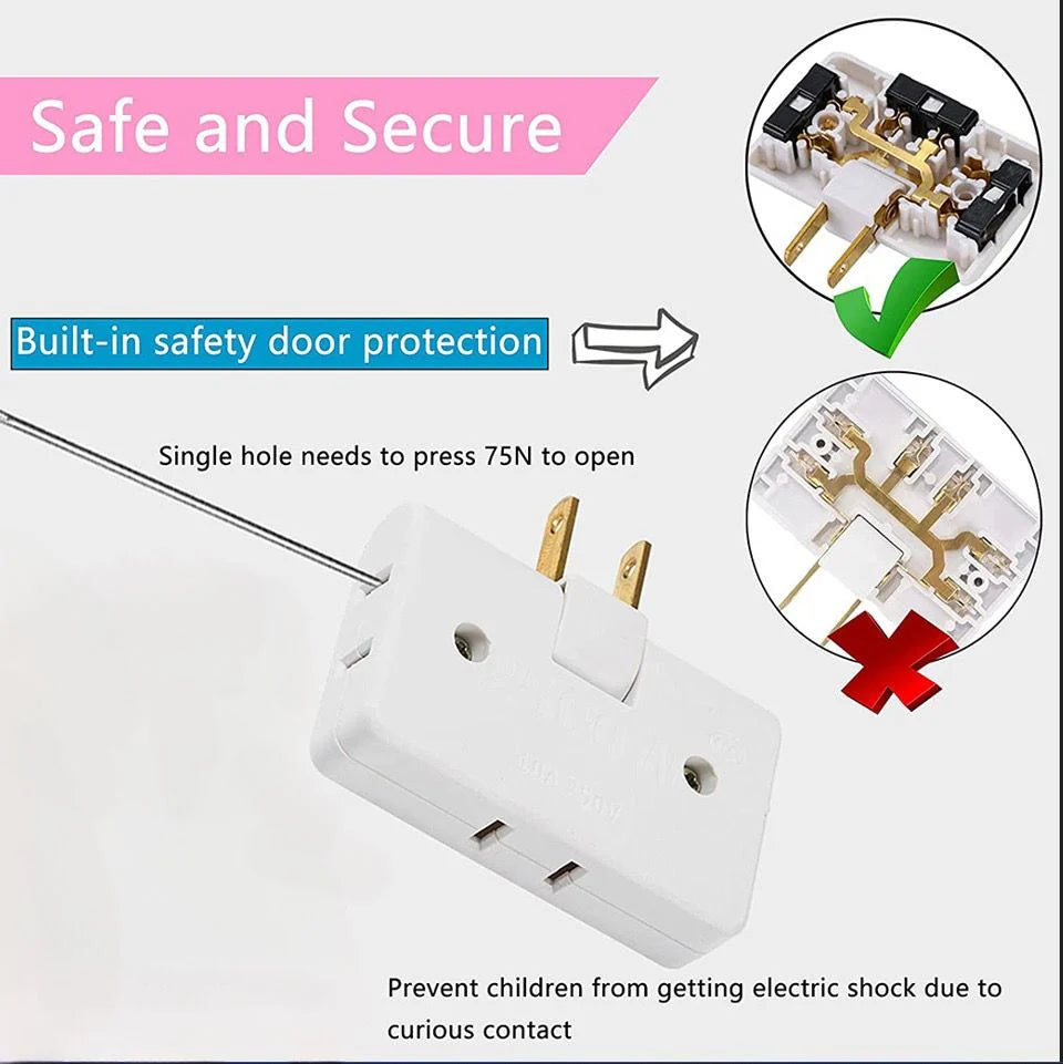 Power Adapter Foldable Compact Three Outlets