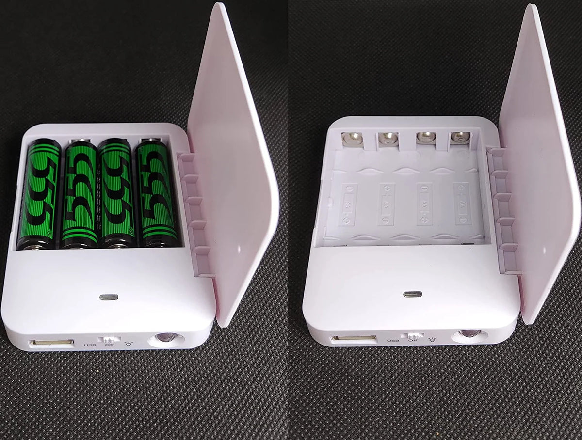 Power Bank AA Battery Powered USB Output & LED Flashlight