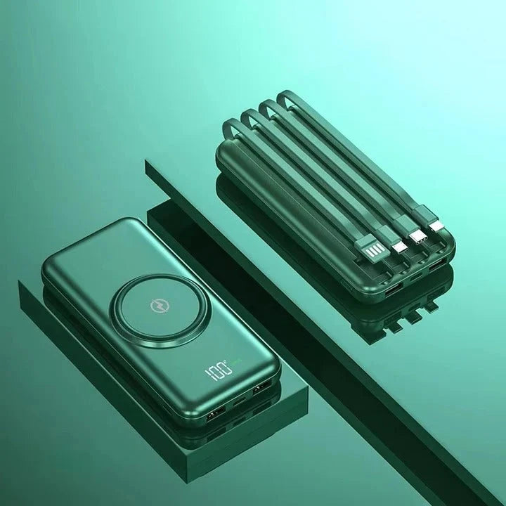Power Bank Built-In Cables Wireless Charging 20,000 mAh
