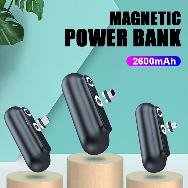 Power Bank Compact 2600mAh Magnetic Charging