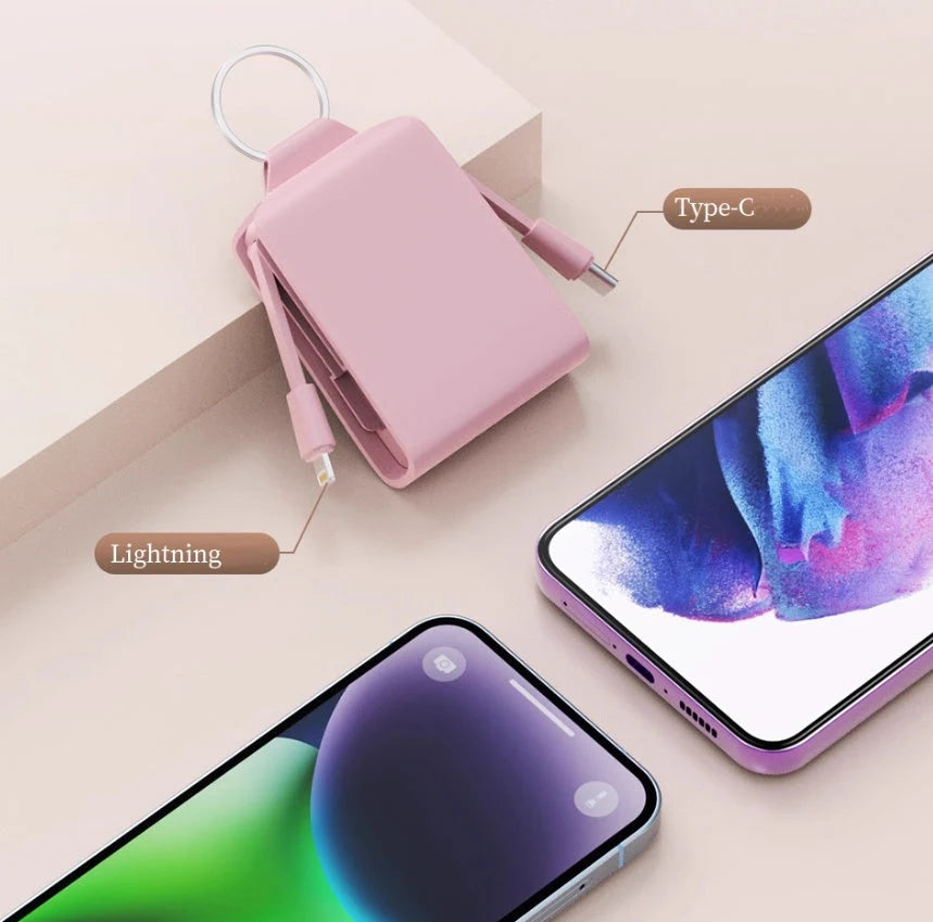 Power Bank Keychain Design 2000mAh Built-In Cable