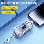 Power Bank Keychain Mini Race Car Design 1500mAh