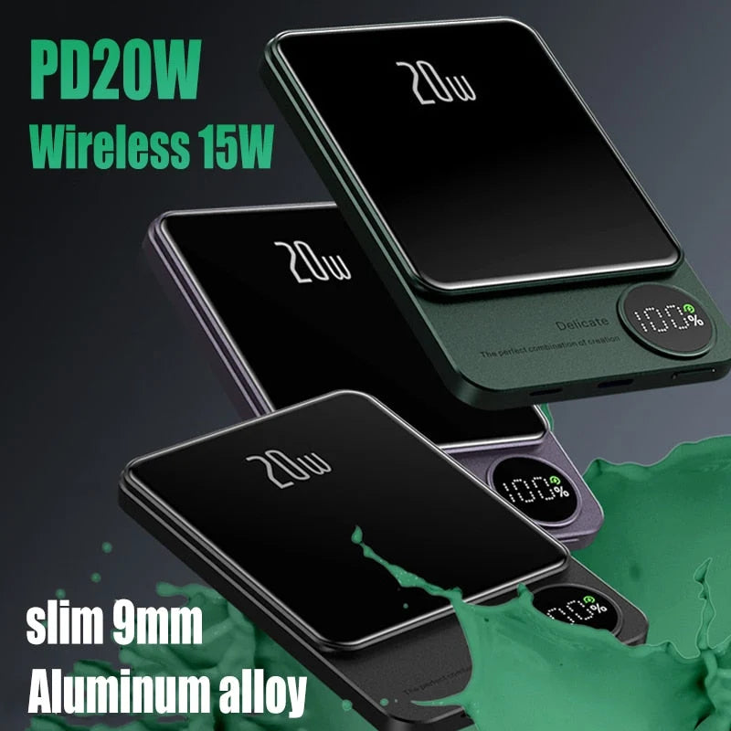 Power Bank Magnetic Wireless Slim Fast Charging 20W PD