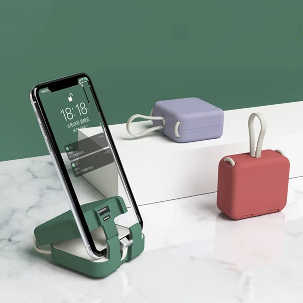Power Bank Phone Holder 4000mAh Dual Device Charging