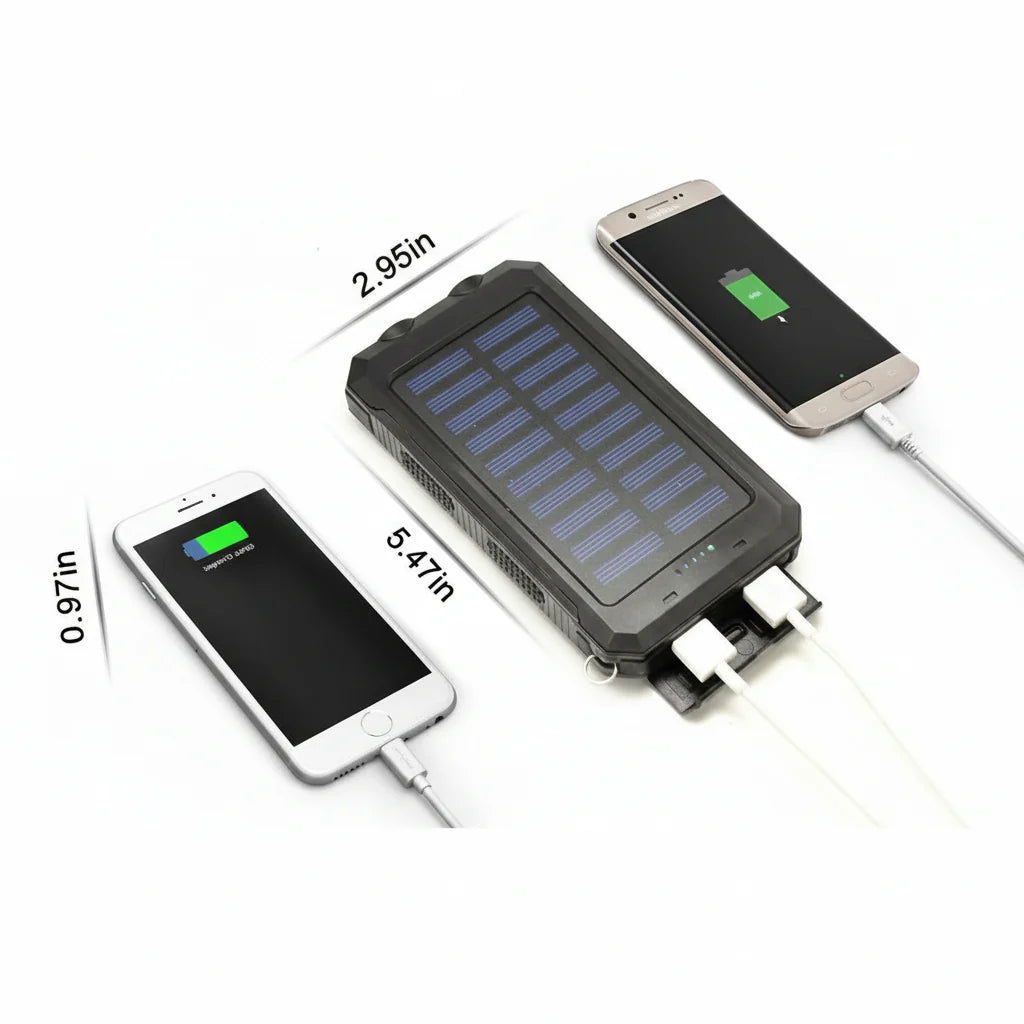 Power Bank Solar Charging LED Flashlight 10000mAh