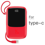 Power Bank & Wall Charger 10000mAh Built-In Cables