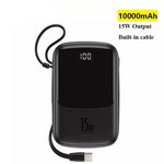 Power Bank & Wall Charger 10000mAh Built-In Cables