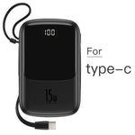 Power Bank & Wall Charger 10000mAh Built-In Cables