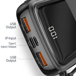 Power Bank & Wall Charger 10000mAh Built-In Cables