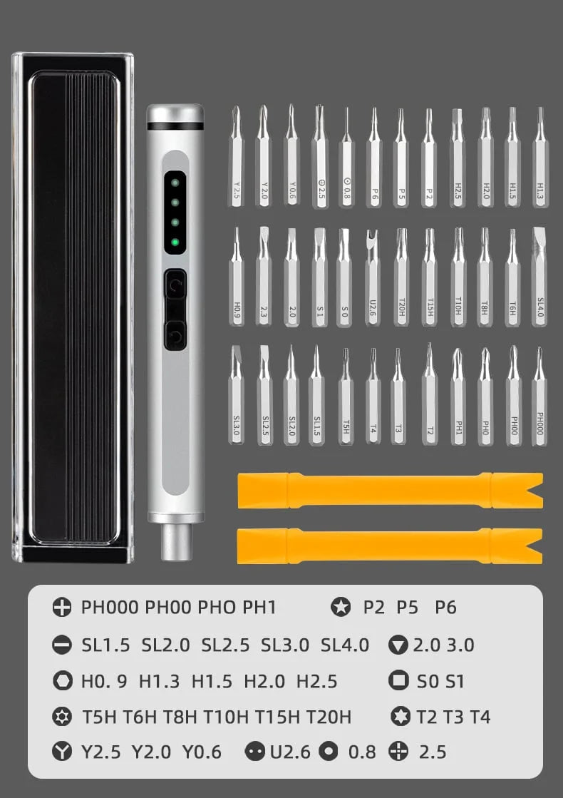 Precision Screwdriver Set Adjustable Torque USB-C 40 Magnetic Bits