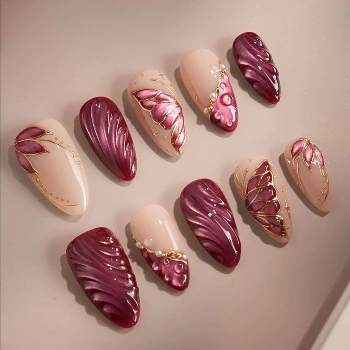 Press-On Nail Art Set Artistic Designs & Long-Lasting Adhesive