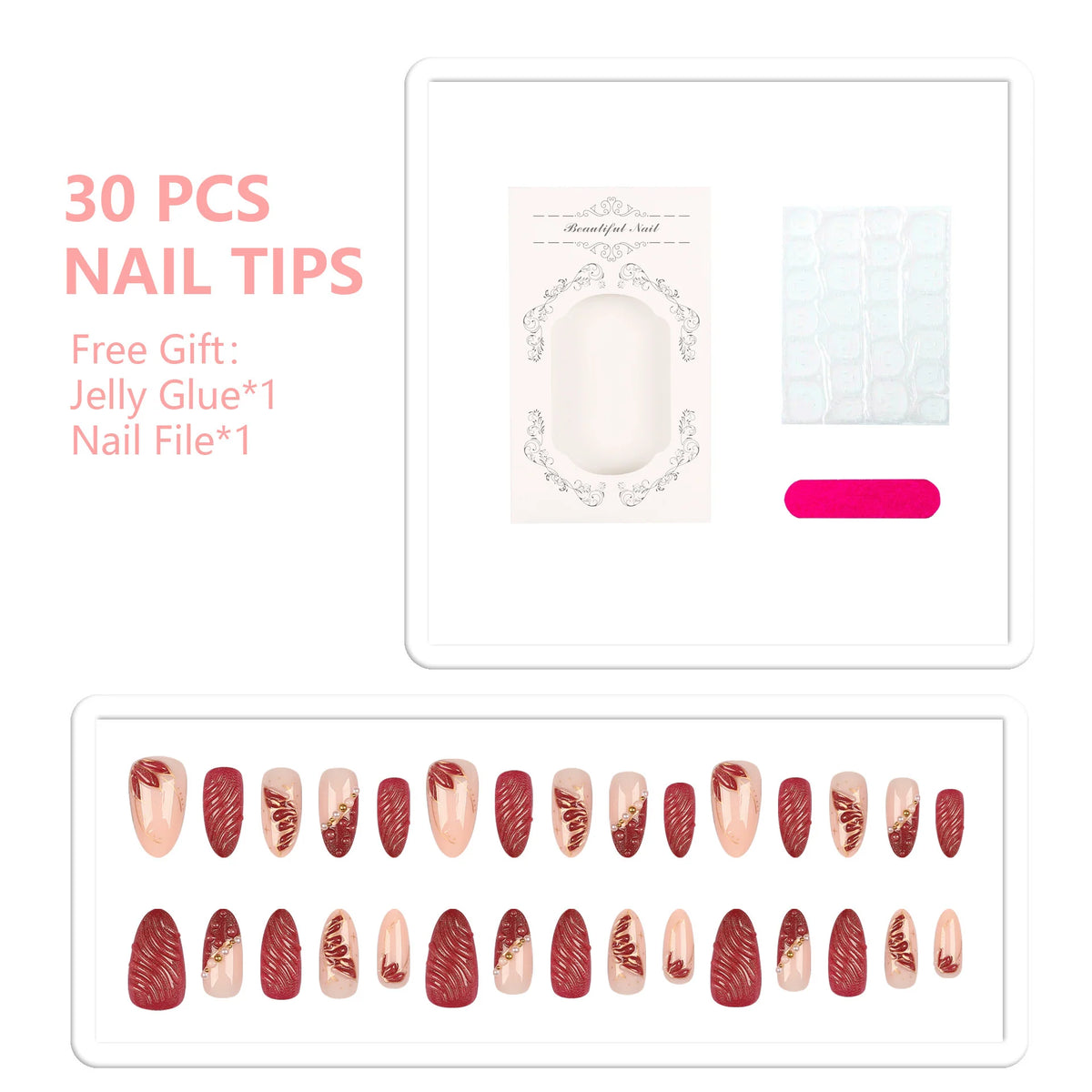 Press-On Nail Art Set Artistic Designs & Long-Lasting Adhesive