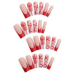 Press-On Nail Set Candy Cane Red Glitter
